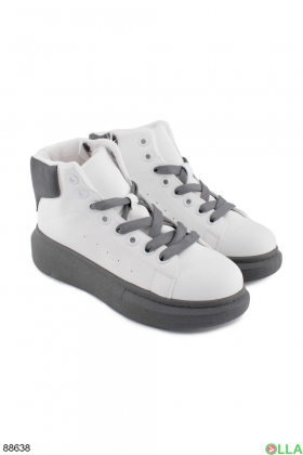 Жіночі сіро-білі черевики на низькому ходу