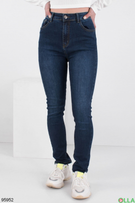 Женские темно-синие джинсы-скинни