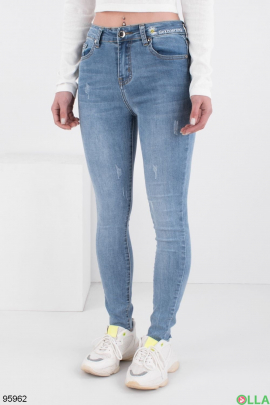 Женские голубые джинсы-скинни