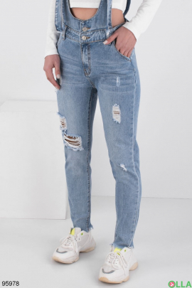 Жіночий блакитний джинсовий комбінезон