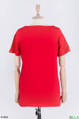 Жіноча червона футболка з малюнком