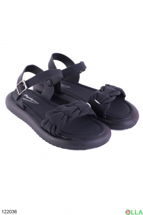 Women's black sandals made of eco-leather