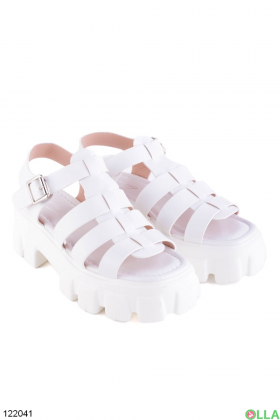 Women's white eco-leather sandals