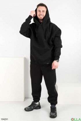 Чоловічий чорний спортивний костюм на флісі
