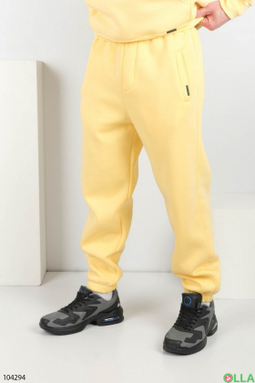 Чоловічий жовтий спортивний костюм на флісі