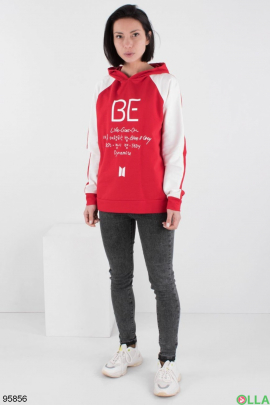 Women's red hoodie with slogan