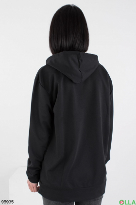 Women's black printed hoodie