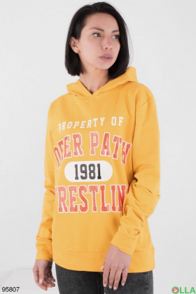Women's yellow hoodie with slogan