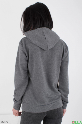 Women's dark gray hoodie with slogan
