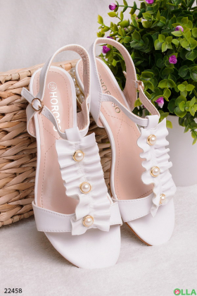 White low heel sandals
