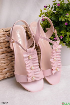 Pink Low Heel Sandals