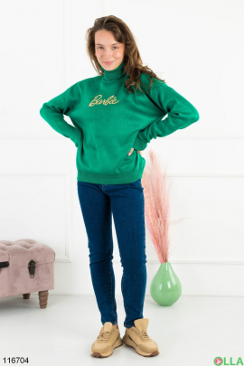Женский зеленый свитер оверсайз