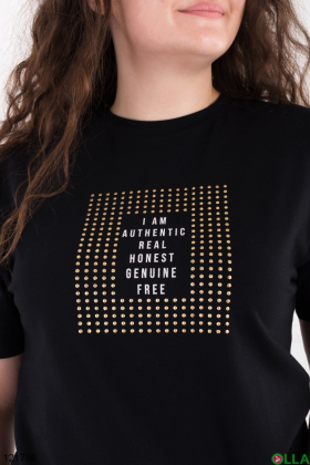 Women's black battle t-shirt with print
