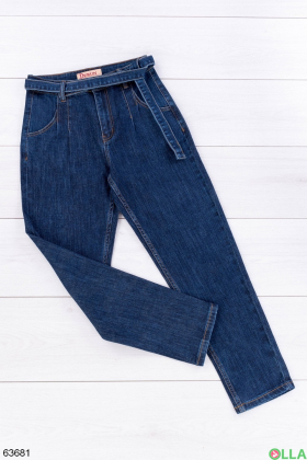 Жіночі сині джинси з поясом