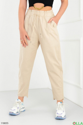 Женские светло-бежевые брюки батал