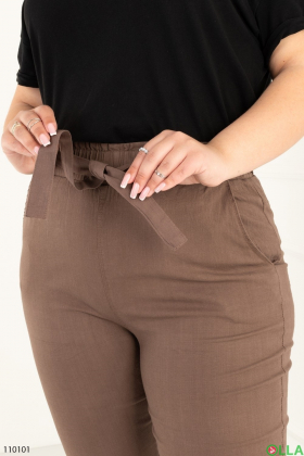 Женские коричневые брюки батал