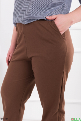 Женские коричневые спортивные брюки-джоггеры батал