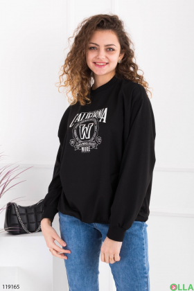 Women's black oversized sweatshirt with inscription