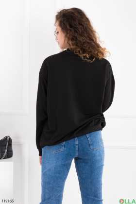 Women's black oversized sweatshirt with inscription
