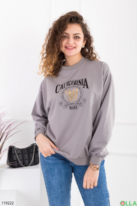 Women's gray oversized sweatshirt with inscription