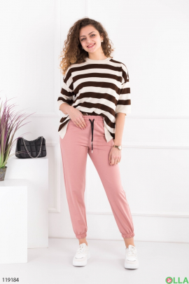 Жіночі світло-рожеві спортивні брюки-джогери