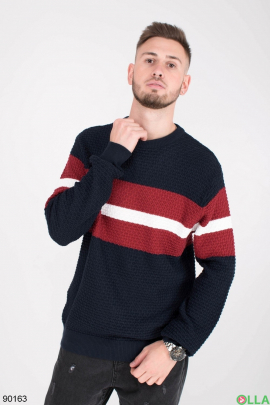 Мужской двухцветный свитер с полоской