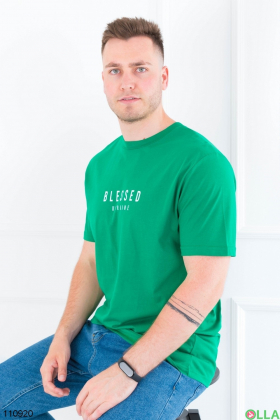 Чоловіча зелена футболка з написом