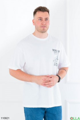 Мужская белая футболка с принтом