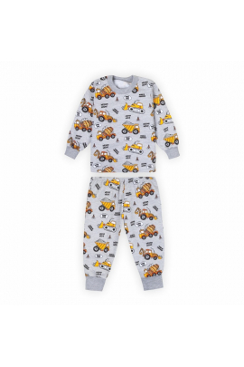 Детская тёплая байковая пижама для мальчика PGM-21-17 Машинки на рост (13010) Серый 
