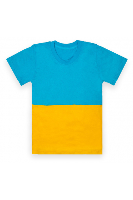 Детская универсальная хлопковая футболка Прапор с украинской символикой от на рост голубая (13270) 