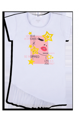 Детская футболка для девочки FT-20-18-2 , Белый 