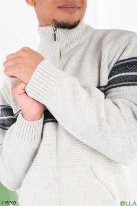 Men's light gray sweater with zipper