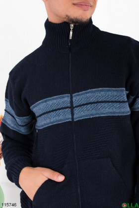 Men's dark blue sweater with zipper
