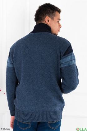 Men's dark blue sweater with zipper