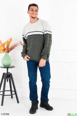 Чоловічий светр батал кольору хакі