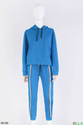 Women's blue tracksuit with a hood