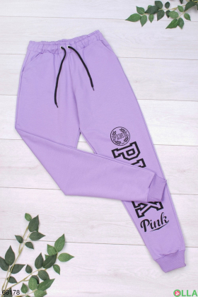 Жіночі фіолетові спортивні штани з написом
