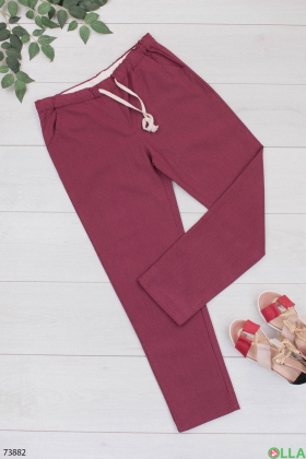 Women's burgundy trousers