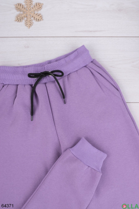 Женские лиловые спортивные брюки на флисе