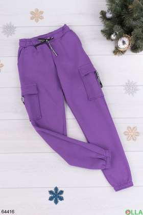 Женские фиолетовые спортивные брюки на флисе