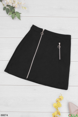 Women's black eco-suede skirt