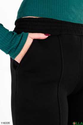 Жіночі чорні спортивні брюки на флісі
