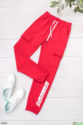 Жіночі спортивні червоні брюки