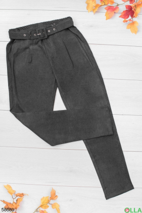 Женские темно-серые брюки с ремнём