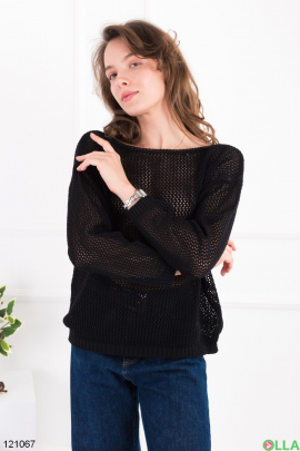 Женский черный полупрозрачный свитер