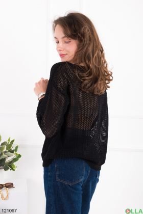 Жіночий чорний напівпрозорий светр