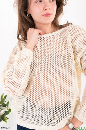Жіночий світло-бежевий напівпрозорий светр