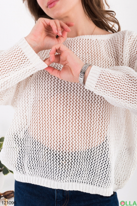 Женский белый полупрозрачный свитер