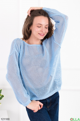 Women's blue translucent sweater