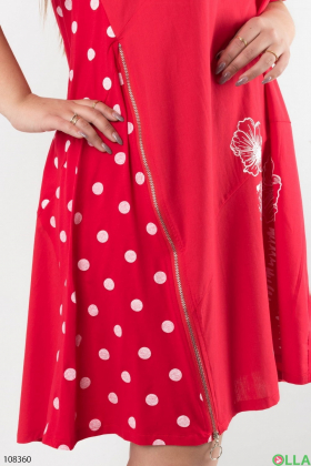 Женское красное трикотажное платье батал